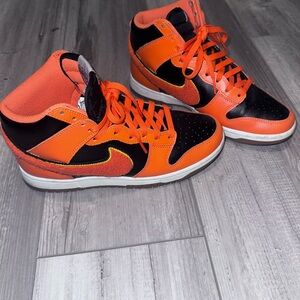 Nike Vibrant Orange and Black High-Top Sneakers